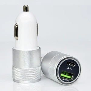 PD+QC3.0 Dual Output Quick Charge Car Charger Metal housing USB C PD Car Charger for Huawei