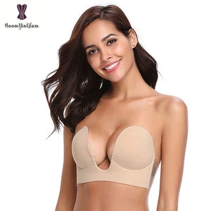 plain dyed silicone self sticky gel push up women invisible silicone bra