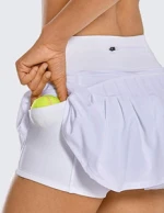 Popular Women's Sports Tennis Golf Skirt Pants Pleated Shorts Back Waist Pocket Zipper Plus Size Skirt Pants