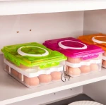 Portable Plastic Grids Chicken Egg Holder, Transparent Color Egg Storage Bin, Refrigerator Crisper Egg Storage