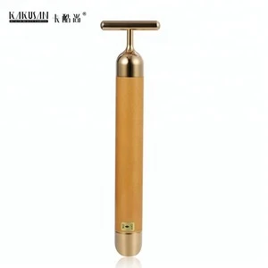 Portable vibrating facial massager T shape 24K gold beauty bar personal skin care