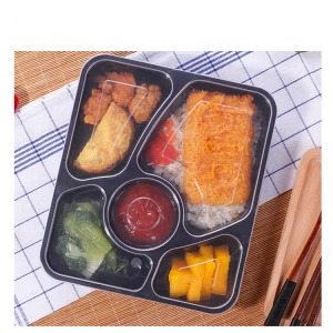 PP disposable food container 5 compartment meal boxes