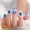 pre glue fake nail 3D glitter design false nail tips artificial nails for wholesale