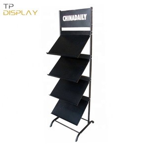 Professional Customized 175cm Height Wood Painting Colors Commercial Magazine Rack