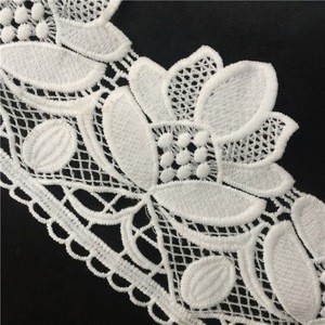 Promotional Prices embroidery water soluble chemical lace trimming white embroidery lace trim