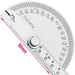 Quiki Stainless Steel Round Head 180 degree Protractor Angle Finder Rotary Measuring Ruler Machinist Tool 14cm Craftsman Ruler
