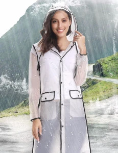 Raincoats with Hoods Portable EVA Raincoats Ponchos for Adults Reusable Rain Coat Rain Gear