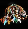 Religious Supplies Natural Crystal Semi-precious Stone Pendant Cross Rosary Christian Necklace