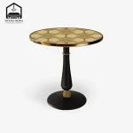 restaurant dining table black marble round pedestal coffee table customized size stainless steel base