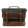 Retro mens canvas leather laptop messenger bag canvas shoulder briefcase business