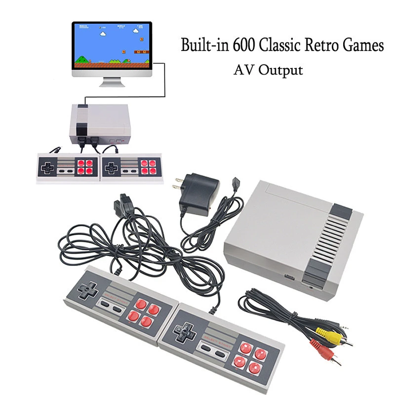 Retro Mini TV Handheld Game Player Family Recreation Video Game Console Built-in 600 Classic Games Dual Gamepads