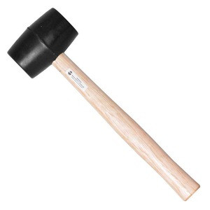 Rubber Mounting Hammer with Round Head and Wooden Handle DIY Hand Tool