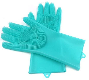 Safety Household Gloves, Heat Resistant Silicone Wash Dishes Brush Scrubber