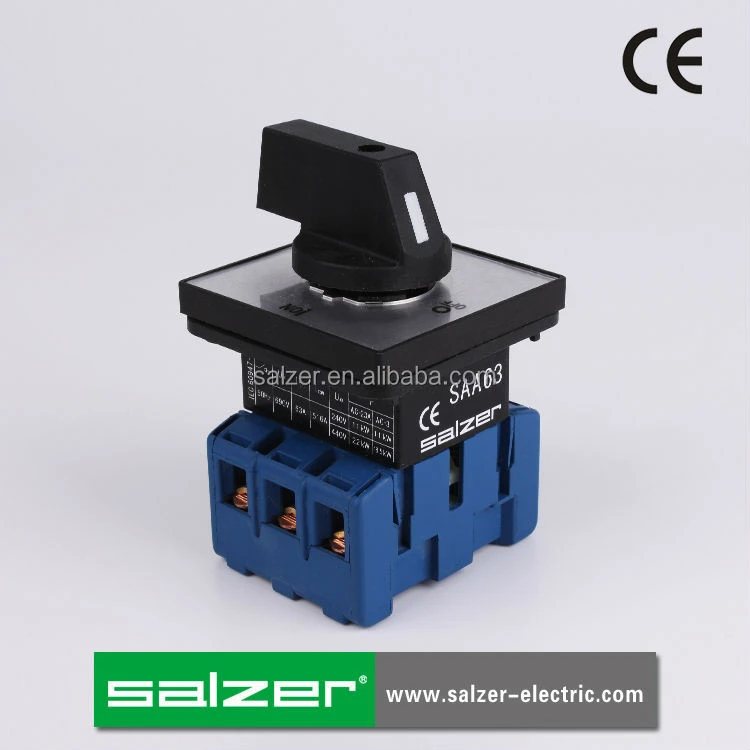 Salzer CE Approved SAA63 OFF-ON 3Pole Rotary Switches 64x64mm