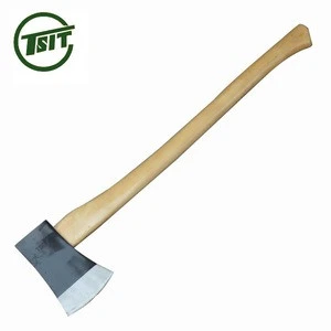 short wooden handle felling hatchet axe