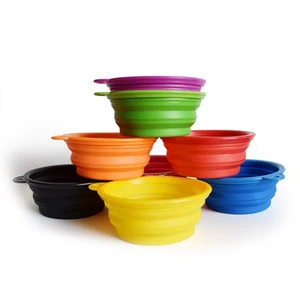 Silicone collapsible dog bowl plastic feeder pet cat food foldable travel dog bowl