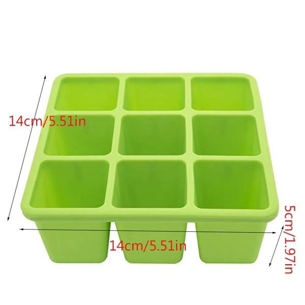 Silicone Ice Making 9 Box Cake Mold 9 Cavity Ice Cube Tray With Lid Eco Friendly Square Diy Ice Block Mould