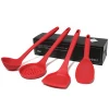 Silicone Kitchen Utensil Set 4 Cooking Utensils - Red/Black Color Non-stick Safe for Pots &amp; Pans Serving  Spoon, Spatula Tools