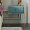 Small 1 Drawer Luxury European Modern Bedside Cabinet Velvet Nightstand