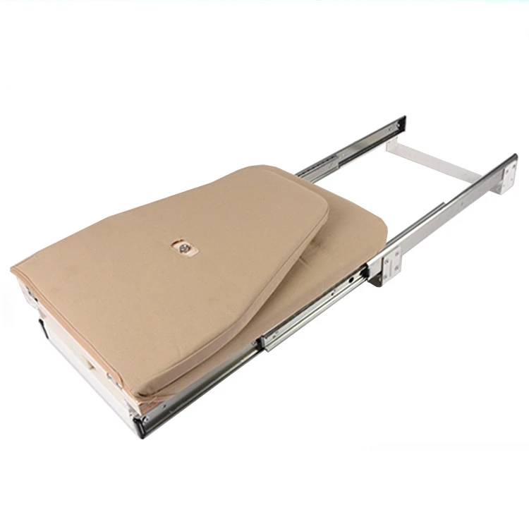Space saving furniture pull out slide rotary drawer mounted hide away ironing center shelf mounted ironing board