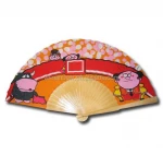 Spanish hand fan with painted wooden ribs with customized logo