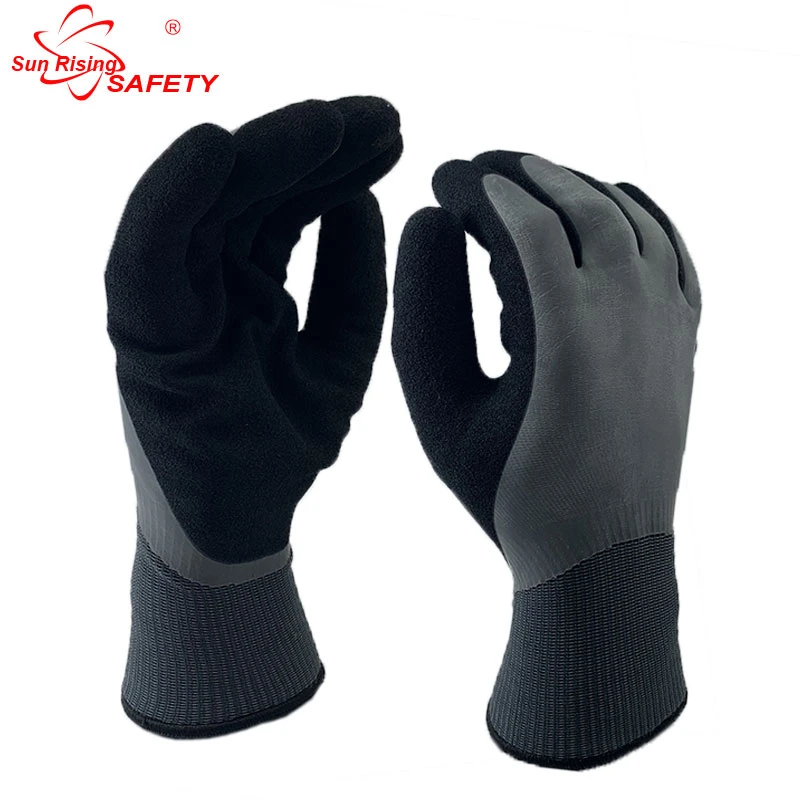 SRSAFETY double coating water proof latex work light duty glove