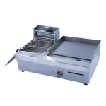 Stainless steel electric deep fryer & flat plate grill griddle