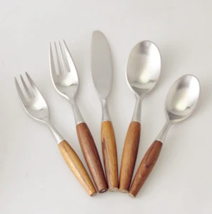 Stainless Steel flatware set knife soups salad fork teaspoon with Creative Wooden handle Cutlery