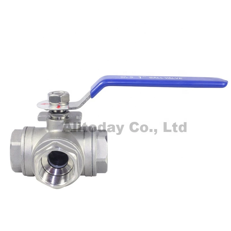 Stainless steel switch ball valve Q14/15F-16P 1/2&#x27;&#x27;1/4&quot;3/8&#x27;&#x27;3/4&#x27;&#x27; inch BSP female SS304 L type T flow 3 way water ball valve