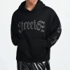 Sweatshirt Manufacturer Custom 100% Polyester Drop Shoulder Crop Mens Pullover Mens Loose Fit Rhinestone Letter Hoodie