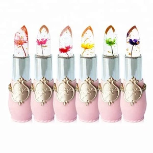 Temperature Change Color Lipstick Transparent Clear Jelly Lipstick With Flower