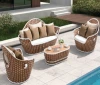 TF-S0150 New Design Outdoor Leisure round wicker Rattan two seat Sofa Set/2+1+1+coffee table sofa set designs