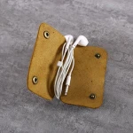 Top Grain Cowhide Earphone Holders Genuine Leather Earphone Cable Winder