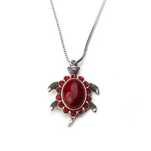 Turtle Pendants Choker Necklace Red Blue Stone Charms Pendant & Necklace Women Men Jewelry
