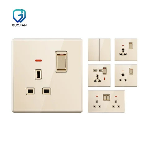 Buy Ultra-thin Uk Standard Acrylic Glass Panel Wall Switch 13a Socket 