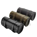 Universal Motorcycle Tool Bag Synthetic Leather Black Round Fork Bag For Harley Motorcycle Racing Tail Bags