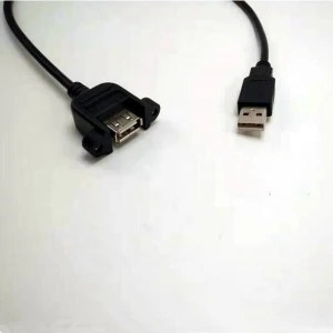 USB 2.0 type A Male to Female Panel Mount Port Extension Cable with Lock screw