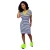 Import V Neck Printed Stripped Colour Sheath Dress Clubwear Woman Maxi Party Short Sleeve Dresses Casual Style Midi T Shirt Dress from China