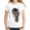 Vivid hot selling 3D printing Cat Image T Shirt Short Sleeve Round Neck Lady Women T Shirt For Girls