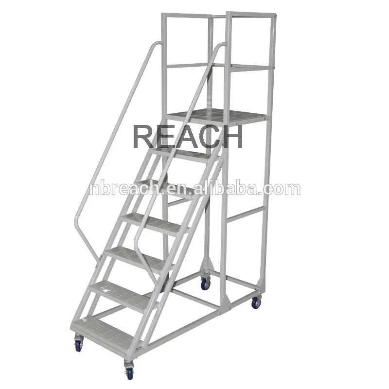 Warehouse 3-13 Steps Steel Rack Ladder,Safety Step Ladders with Handrail