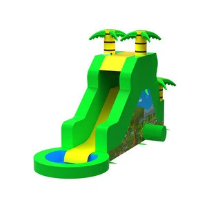 Water park for kids green tree inflatable water slides with pool