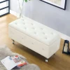 White Crystal Tufted Storage Bench