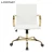 Import White PU Leather Executive Chair Furniture Golden Chromed Metal Frame Swivel Office Chair witch low back from China