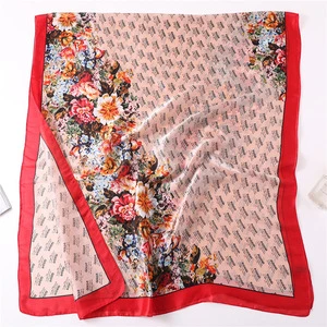 Wholesale 2019 newest womens luxurious shawl wrap high quality 3colors spring summer floral print silk pashmina scarf