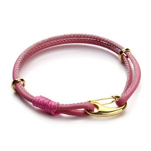 Wholesale accessory jewelry for bracelet Lobster Clasp for nappa leather bracelet gold plated stainless steel spring clasp