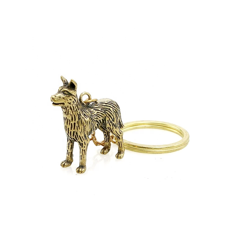Wholesale  CA266 Antiques  Brass Zodiac Dog Pendant Antique and Old Exquisite Pure Copper Solid Copper Keychain Pendant