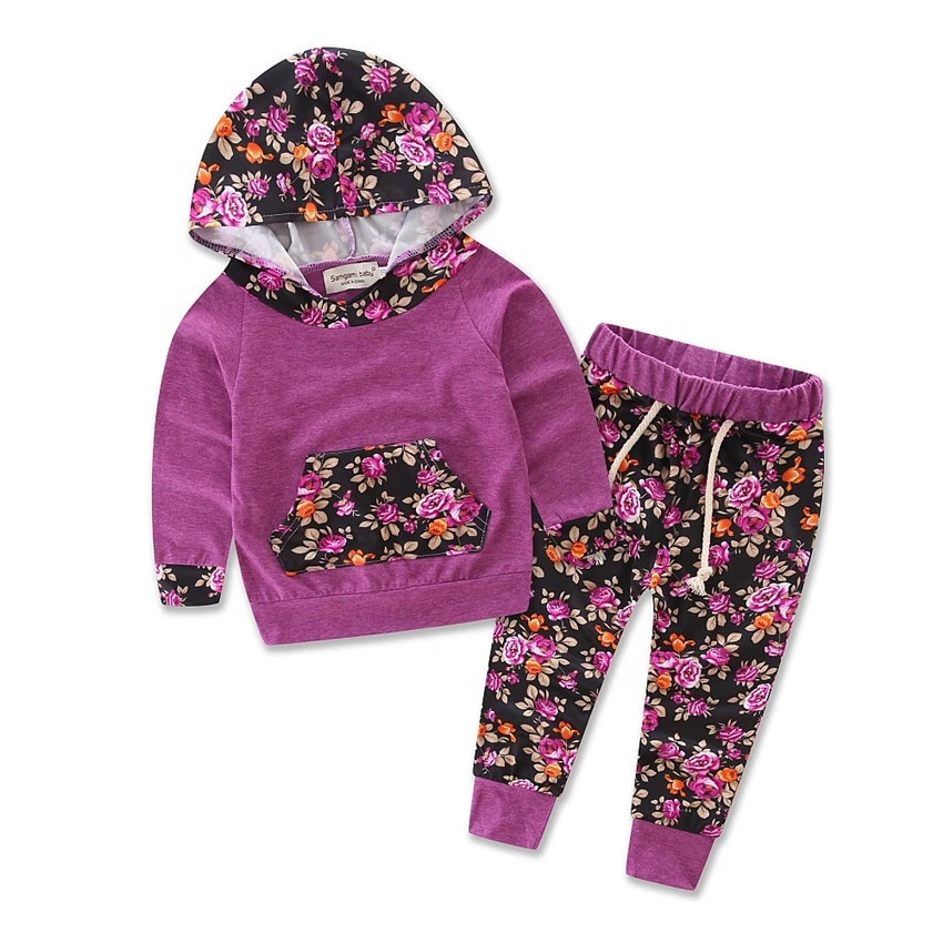 Wholesale Casual Cute Leopard Floral Print Toddler Outfits Baby Clothing Sets