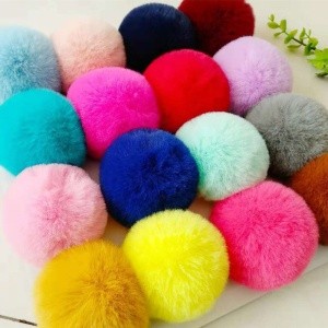 Wholesale Colorful High Similar Fake fox Fluffy Fur Pom Pom Soft Fake Rabbit Fur Pom Poms for Scarf /hat /garment Accessories