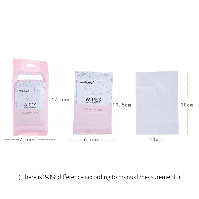 Wholesale cosmetic disposable facial cleaning makeup remover pocket wet wipes