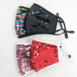 Wholesale Custom Fashion Shiny Color Changing Sequined Decoration Girls Glitter Sequin Face Mask